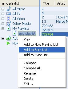 burning list in itunes