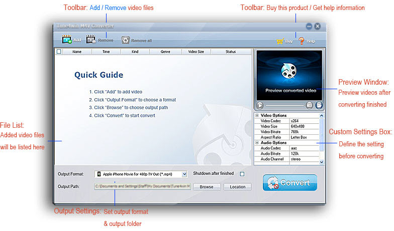 main window of m4v converter